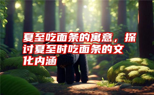 夏至吃面条的寓意,探讨夏至时吃面条的文化内涵