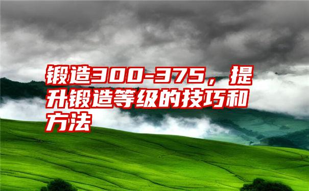 锻造300-375，提升锻造等级的技巧和方法