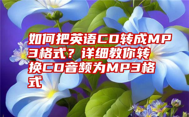 如何把英语CD转成MP3格式？详细教你转换CD音频为MP3格式