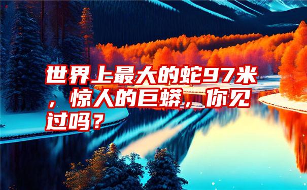 世界上最大的蛇97米，惊人的巨蟒，你见过吗？