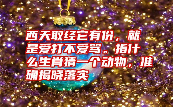 西天取经它有份，就是爱打不爱骂。指什么生肖猜一个动物，准确揭晓落实