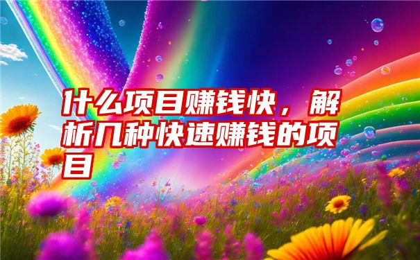什么项目赚钱快,解析几种快速赚钱的项目