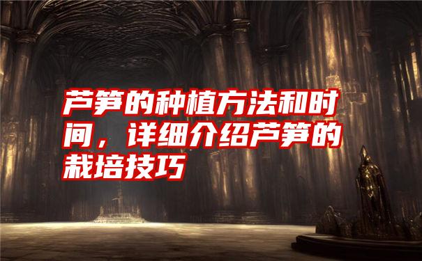 芦笋的种植方法和时间，详细介绍芦笋的栽培技巧