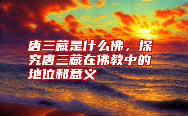 唐三藏是什么佛，探究唐三藏在佛教中的地位和意义