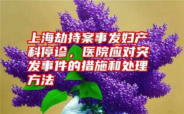 上海劫持案事发妇产科停诊，医院应对突发事件的措施和处理方法