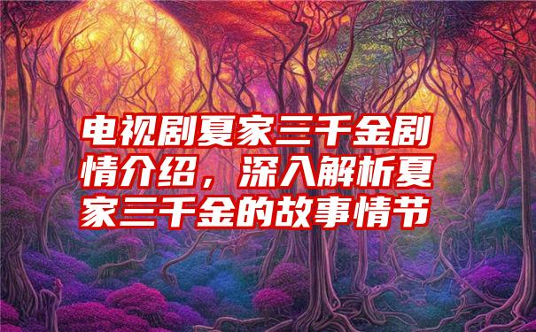 电视剧夏家三千金剧情介绍，深入解析夏家三千金的故事情节