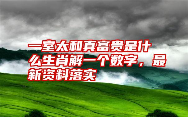 一室太和真富贵是什么生肖解一个数字，最新资料落实