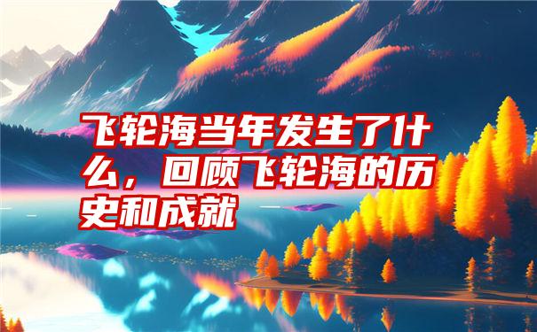 飞轮海当年发生了什么，回顾飞轮海的历史和成就