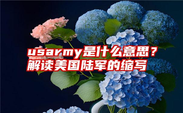usarmy是什么意思?解读美国陆军的缩写