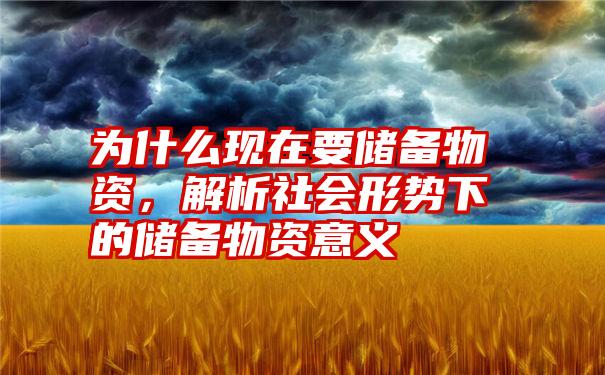 为什么现在要储备物资，解析社会形势下的储备物资意义