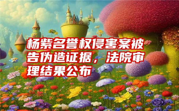 杨紫名誉权侵害案被告伪造证据,法院审理结果公布
