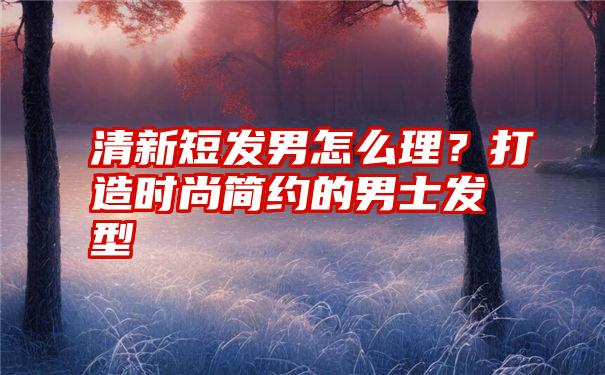 清新短发男怎么理？打造时尚简约的男士发型