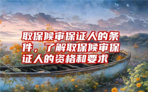 取保候审保证人的条件,了解取保候审保证人的资格和要求