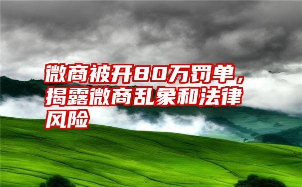 微商被开80万罚单，揭露微商乱象和法律风险