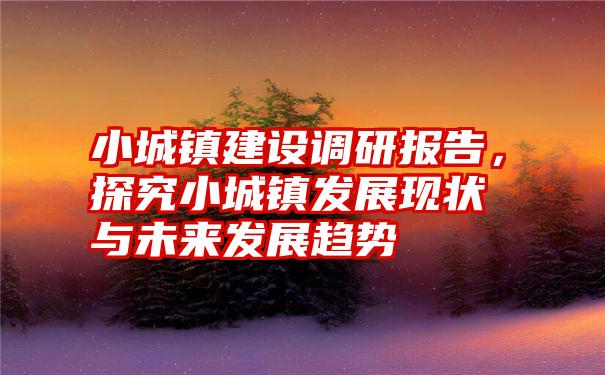 小城镇建设调研报告，探究小城镇发展现状与未来发展趋势