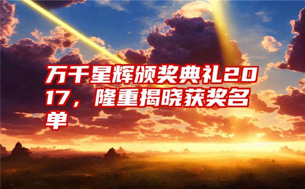 万千星辉颁奖典礼2017，隆重揭晓获奖名单