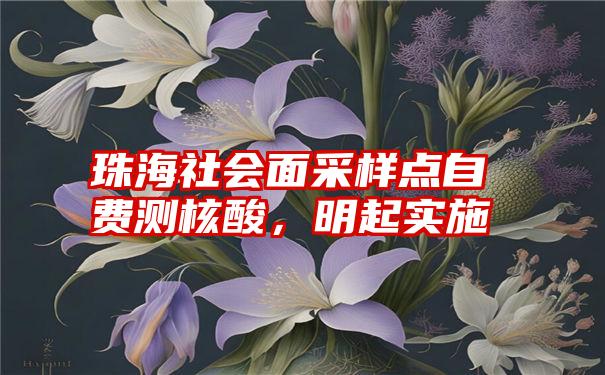 珠海社会面采样点自费测核酸，明起实施