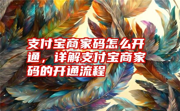 支付宝商家码怎么开通，详解支付宝商家码的开通流程