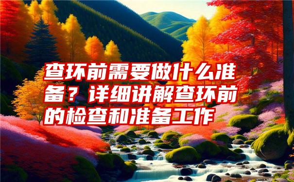 查环前需要做什么准备？详细讲解查环前的检查和准备工作