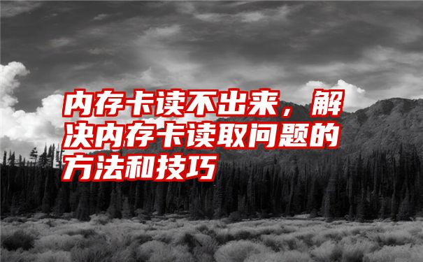 内存卡读不出来，解决内存卡读取问题的方法和技巧