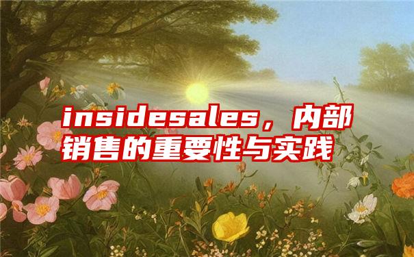 insidesales，内部销售的重要性与实践