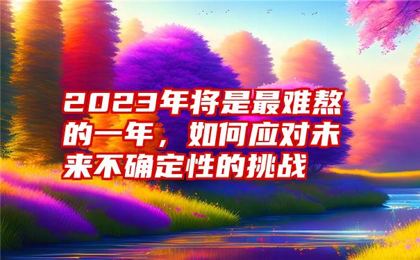 2023年将是最难熬的一年，如何应对未来不确定性的挑战