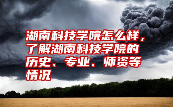 湖南科技学院怎么样,了解湖南科技学院的历史、专业、师资等情况