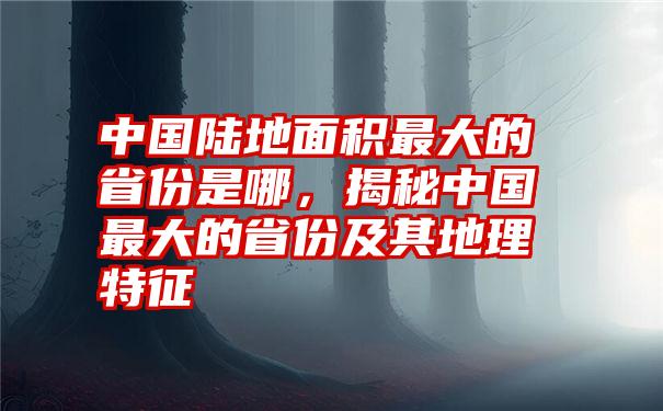 中国陆地面积最大的省份是哪，揭秘中国最大的省份及其地理特征