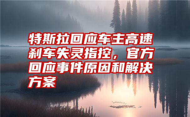 特斯拉回应车主高速刹车失灵指控，官方回应事件原因和解决方案