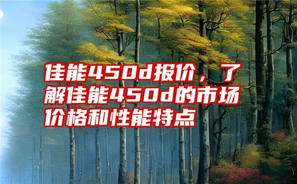 佳能450d报价，了解佳能450d的市场价格和性能特点