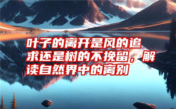 叶子的离开是风的追求还是树的不挽留，解读自然界中的离别