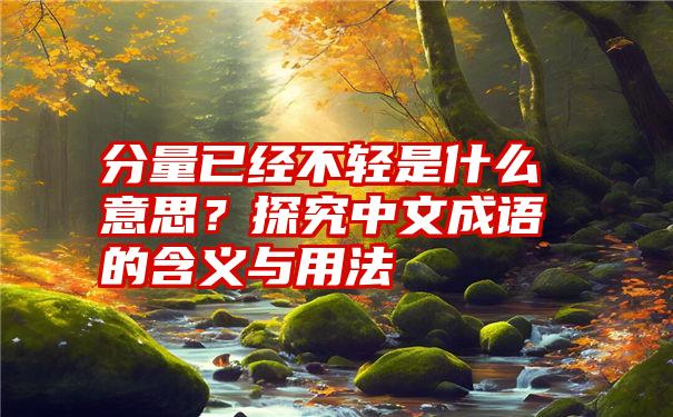 分量已经不轻是什么意思？探究中文成语的含义与用法