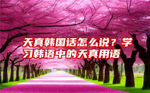 天真韩国话怎么说？学习韩语中的天真用语