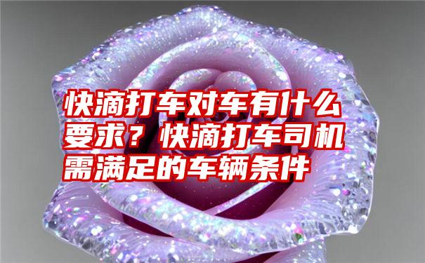 快滴打车对车有什么要求？快滴打车司机需满足的车辆条件