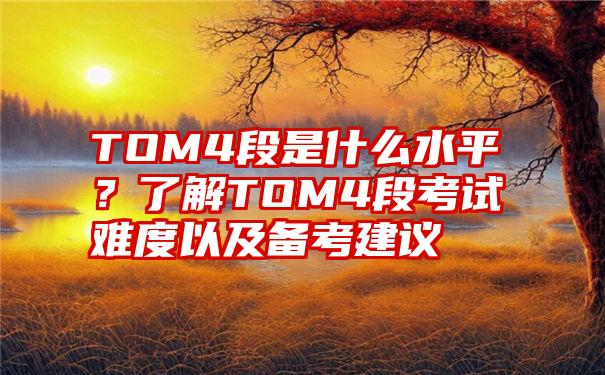 TOM4段是什么水平？了解TOM4段考试难度以及备考建议