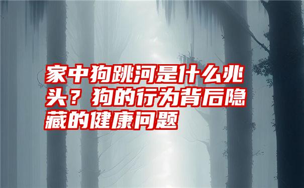 家中狗跳河是什么兆头？狗的行为背后隐藏的健康问题