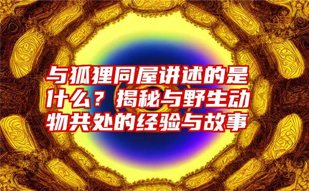 与狐狸同屋讲述的是什么？揭秘与野生动物共处的经验与故事