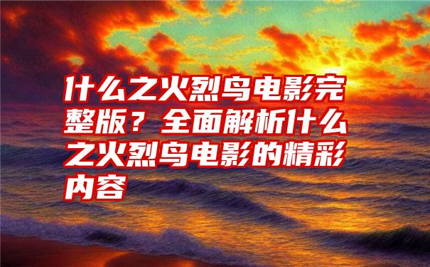 什么之火烈鸟电影完整版？全面解析什么之火烈鸟电影的精彩内容