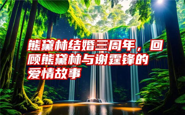 熊黛林结婚三周年，回顾熊黛林与谢霆锋的爱情故事