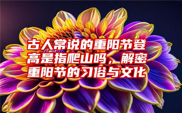 古人常说的重阳节登高是指爬山吗，解密重阳节的习俗与文化