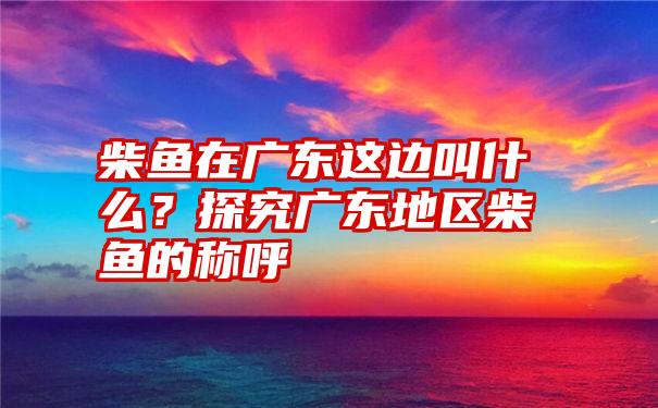 柴鱼在广东这边叫什么？探究广东地区柴鱼的称呼