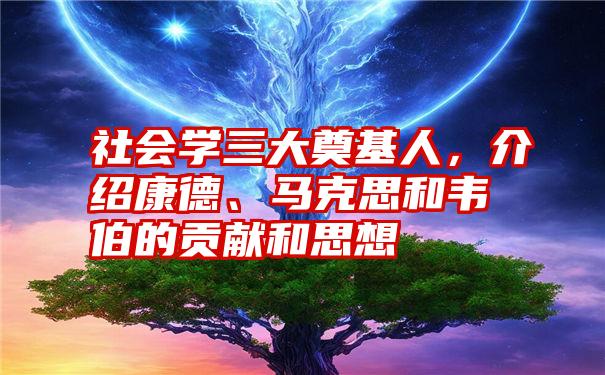 社会学三大奠基人，介绍康德、马克思和韦伯的贡献和思想