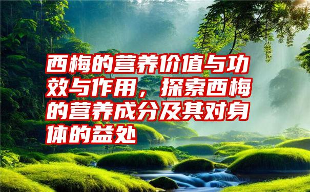 西梅的营养价值与功效与作用，探索西梅的营养成分及其对身体的益处