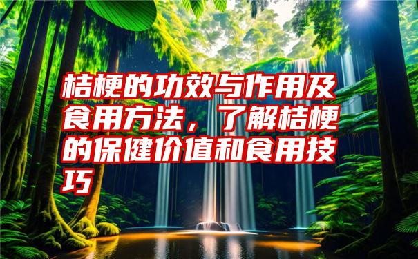 桔梗的功效与作用及食用方法，了解桔梗的保健价值和食用技巧