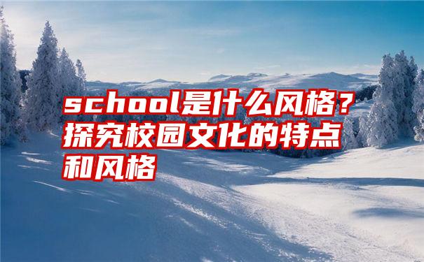 school是什么风格？探究校园文化的特点和风格