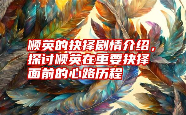 顺英的抉择剧情介绍，探讨顺英在重要抉择面前的心路历程