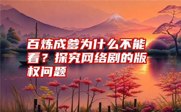 百炼成爹为什么不能看？探究网络剧的版权问题