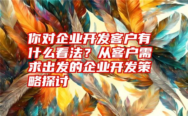 你对企业开发客户有什么看法？从客户需求出发的企业开发策略探讨