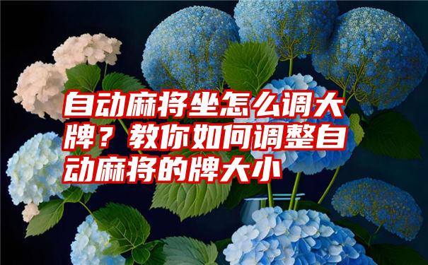 自动麻将坐怎么调大牌？教你如何调整自动麻将的牌大小