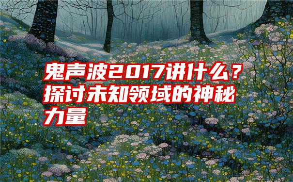 鬼声波2017讲什么？探讨未知领域的神秘力量